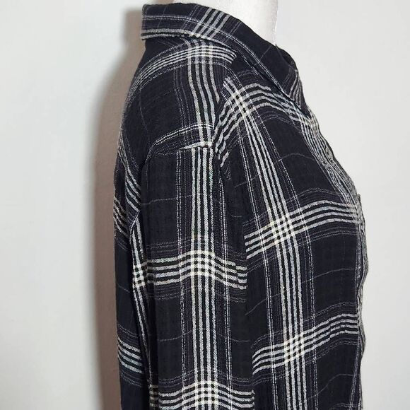 Good Hart Black and White Plaid Button Down Tunic Shirt Size Small - Picture 6 of 9